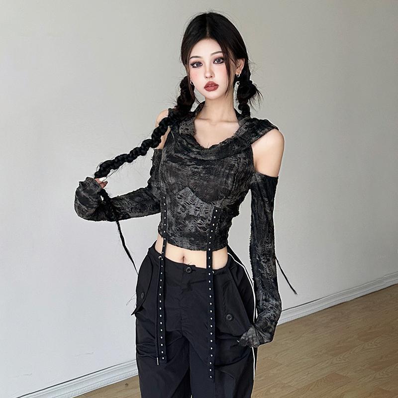 Off Shoulder Hoodie Long Sleev - огляд і ціна Street Fashion Y2K